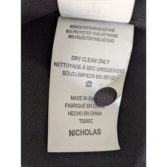Nicholas The Label Tie Front Blouse Satin Crepe Balloon Long Sleeve Black US 2 - Picture 5 of 5